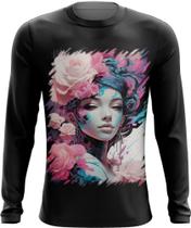 Camiseta Manga Longa Mulher de Rosas Paixão 10