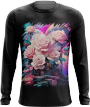 Camiseta Manga Longa Mulher de Rosas Paixão 21