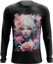 Camiseta Manga Longa Mulher de Rosas Paixão 3