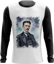 Camiseta Manga Longa Nikola Tesla Físico Inventor Eletrecidade 10