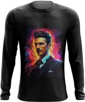 Camiseta Manga Longa Nikola Tesla Físico Inventor Eletrecidade 3