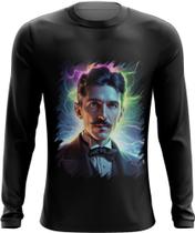 Camiseta Manga Longa Nikola Tesla Físico Inventor Eletrecidade 7