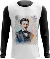 Camiseta Manga Longa Nikola Tesla Físico Inventor Eletrecidade 9