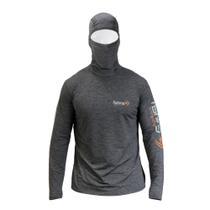 Camiseta Manga Longa Ninja Com Proteção Rosto e Touca Mescla - Fishing Company Camiseta Manga Longa Ninja Com Proteção Rosto e Touca Mescla - Fishing Company