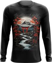 Camiseta Manga Longa Paisagem Oriental Portão Torii 15