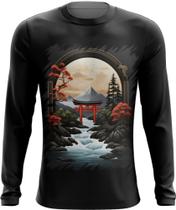 Camiseta Manga Longa Paisagem Oriental Portão Torii 20