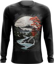 Camiseta Manga Longa Paisagem Oriental Portão Torii 23