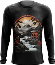 Camiseta Manga Longa Paisagem Oriental Portão Torii 4