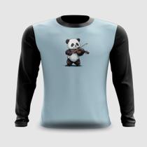 Camiseta Manga Longa Panda Tocando Violino