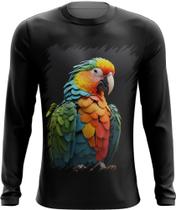 Camiseta Manga Longa Papagaio Brasileiro Pássaro 2 Camiseta Manga Longa Papagaio Brasileiro Pássaro 2