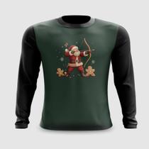 Camiseta Manga Longa Papai Noel Arco e Flecha Natal