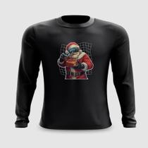 Camiseta Manga Longa Papai Noel Futurista Natal