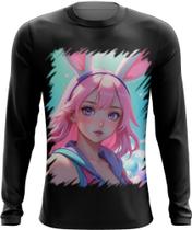 Camiseta Manga Longa Páscoa Coelhinha Traços Vaporwave 1