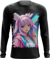 Camiseta Manga Longa Páscoa Coelhinha Traços Vaporwave 2