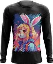 Camiseta Manga Longa Páscoa Coelhinha Traços Vaporwave 7