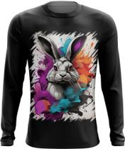 Camiseta Manga Longa Páscoa Coelhinho Artístico Design 11