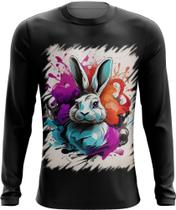 Camiseta Manga Longa Páscoa Coelhinho Artístico Design 6