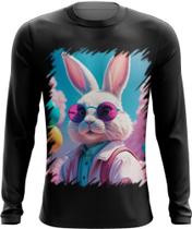 Camiseta Manga Longa Páscoa Coelhinho Traços Vaporwave 3