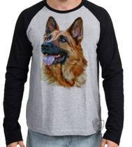 Camiseta Manga Longa Pastor Alemão Camiseta Manga Longa Pastor Alemão