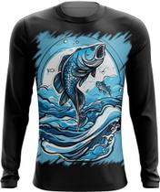 Camiseta Manga Longa Pesca Esportiva Peixes Azul Paz 11