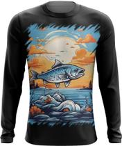 Camiseta Manga Longa Pesca Esportiva Peixes Azul Paz 6
