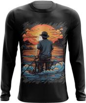 Camiseta Manga Longa Pesca Esportiva Pôr do Sol Peixes 11