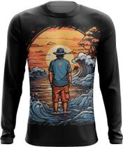Camiseta Manga Longa Pesca Esportiva Pôr do Sol Peixes 12