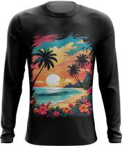 Camiseta Manga Longa Praia Paradisíaca Vintage 4