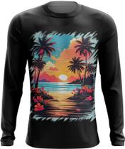 Camiseta Manga Longa Praia Paradisíaca Vintage 5