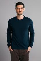 Camiseta Manga Longa Premium Comfort Malha - Azul Marinho