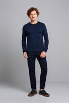 Camiseta Manga Longa Premium Malha Slim Fit - Azul Marinho