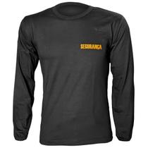 Camiseta Manga Longa Preta Segurança 100% Algodão