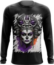 Camiseta Manga Longa Rainha Mexicana Dama Esqueleto 10