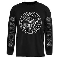 Camiseta Manga Longa Ramones Masculina e Feminina Rock Clássico 100 Algodão Estampa Banda