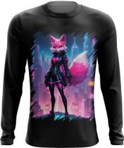 Camiseta Manga Longa Raposa Humanóide Vaporwave 10