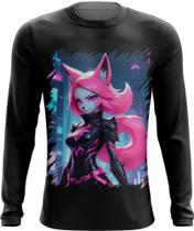 Camiseta Manga Longa Raposa Humanóide Vaporwave 3