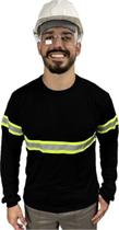 Camiseta Manga Longa RESISTENTE com Faixa Refletivo Malha Fria Uniforme Profissional Sinalização Eletricista Construção Camiseta Manga Longa RESISTENTE com Faixa Refletivo Malha Fria Uniforme Profissional Sinalização Eletricista Construção