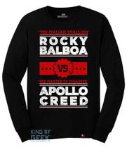 Camiseta Manga Longa Rocky Balboa Vs Apollo Creed Filme 80s