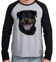 Camiseta Manga Longa Rottweiler língua Camiseta Manga Longa Rottweiler língua