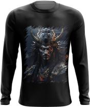 Camiseta Manga Longa Samurai Espectral Trevas Japão Era Edo 3