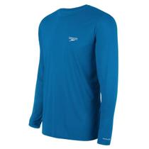 Camiseta Manga Longa Speedo Proteção UV50 Masculina Azul -