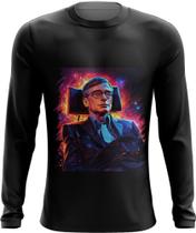 Camiseta Manga Longa Stephen Hawking Físico Brilhante Gênio 1