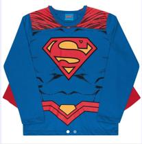Camiseta manga longa superman original com capa