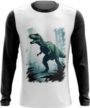 Camiseta Manga Longa T-Rex Tiranossauro Dinossauro Jurássico 1