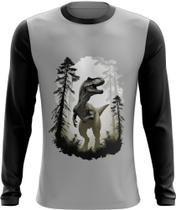 Camiseta Manga Longa T-Rex Tiranossauro Dinossauro Jurássico 2