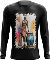 Camiseta Manga Longa Tambor Africano Arte África 2