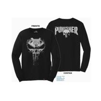 Camiseta Manga Longa The Punisher Camisa Justiceiro Caveira