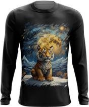 Camiseta Manga Longa Tigre Noite Estrelada Van Gogh 1