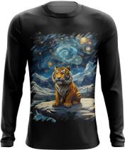 Camiseta Manga Longa Tigre Noite Estrelada Van Gogh 4