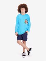 Camiseta Manga Longa Turma da Mônica Escorrega Azul